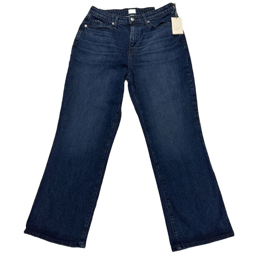 NWT A New Day Jeans Womens 10/30R Blue High Rise Bootcut Straight Hip Thigh